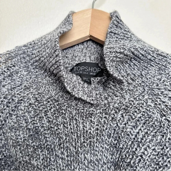 Topshop Womens 6 Marble Grey  Balloon Sleeve Mock Neck Sweater Dress - Picture 10 of 15